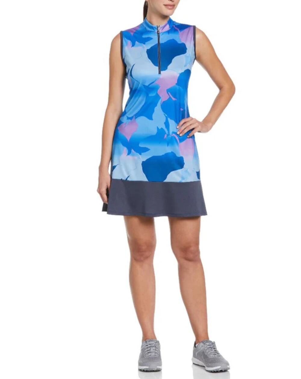 Callaway Golf Dress Geometric Abstract Blue 1/4 Zip Pullover Dress Large NEW